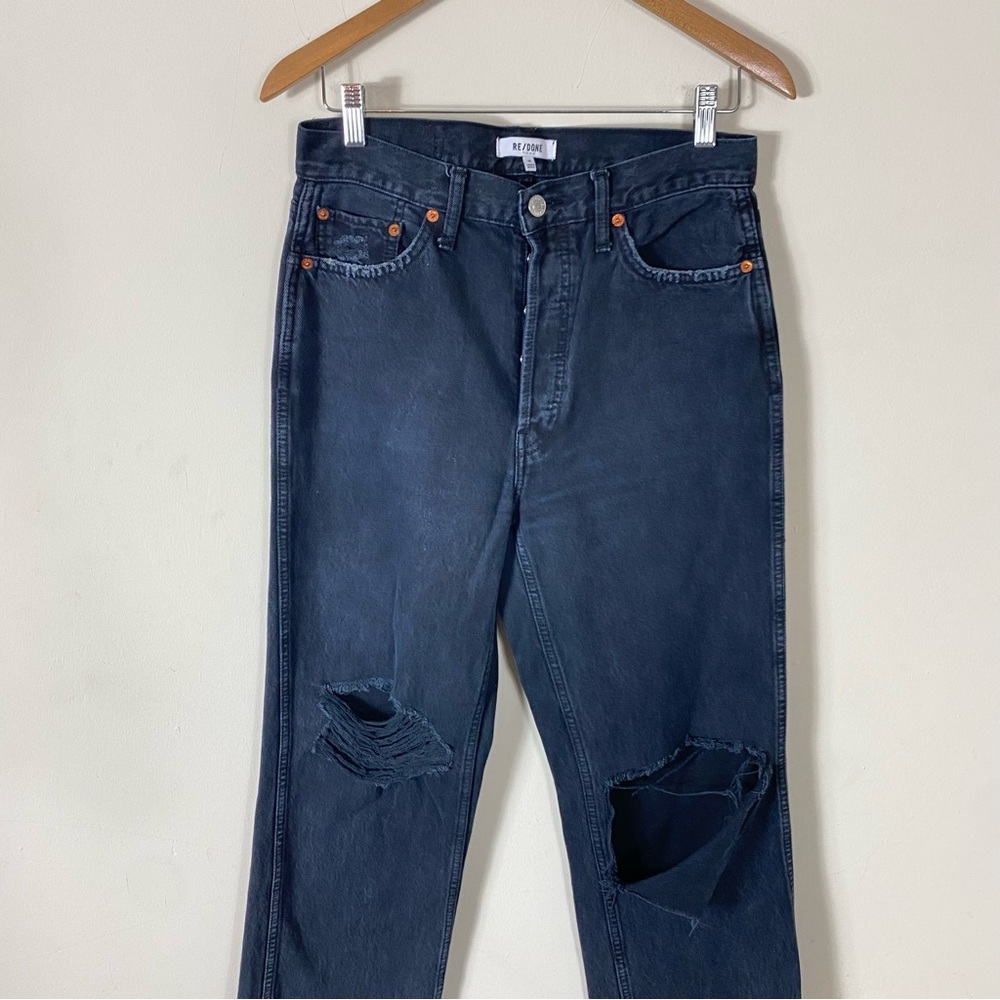 RE/DONE High Rise Loose Jeans Washed Black with Rips - 28 - Picture 10 of 16